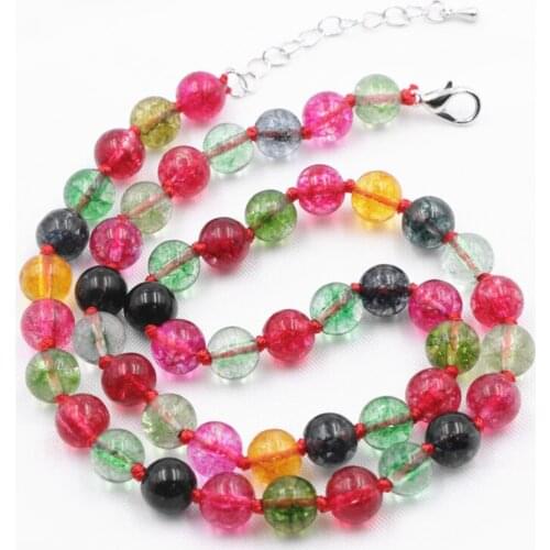 Fashion Multicolor Crystal Round Beads Jewelry for Women Necklace Bracelet Tormaline Stone Wedding Choker Gifts Accessories B100
