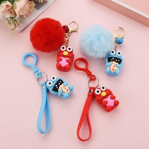 Cartoon Anime Little frog Keychain Women charm bag Pendant Cute Pudding Dog Bunny Keychains car keyring boys toys girl gifts