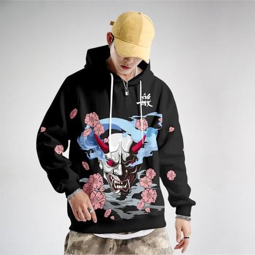 2020 Men Autumn Black Hooded Vintage Sweatshirts Dragon Print Jackets Tracksuits Top Men Pullover Oversized Hoodies