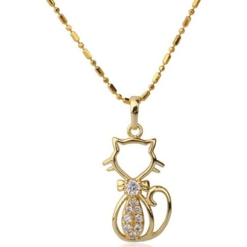 MxGxFam Lovely Cat Pendant Necklace for Women 14 Light Gold Color with Free Matching Chain