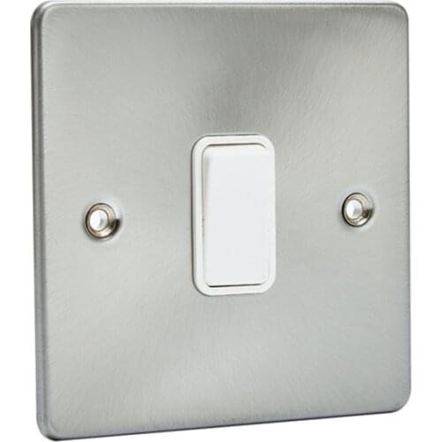 Type 86 Wall Push Button Switch Stainless Steel Nickel Brushed Panel British Standard UK 13 A Socket