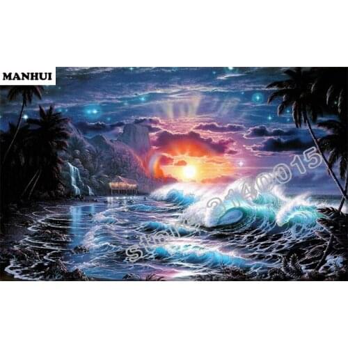 New Diamond painting cross stitch Waves 3d Diy Diamond Embroidery Pasted Square mosaic full Drill home decor BCD086