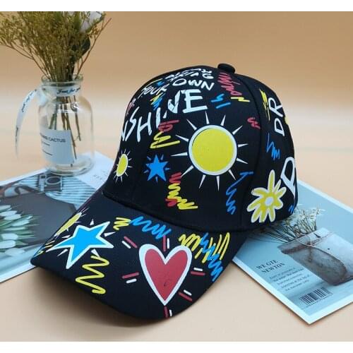 New Print Cotton Baseball Caps Women Men Casual Letter Printing Colorful Snapback Sports Running Hat