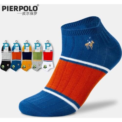 NEW Brand Pier Polo Business Men Socks Cotton Man Ankle Socks Breathable Sport Socks Male Size 39-44 Mix Colors Wholesale