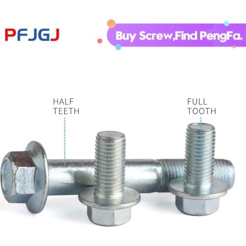 Peng Fa M5-M12 Grade 8.8 GB5787-86 Galvanized Hexagonal Flange Bolts Flange Screws Hexagonal Belt Pad Full Thread/Partial Thread