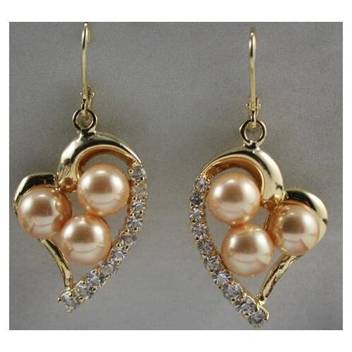 Latest Round Shell Pearl With Heart-shape Stud Earring ER00054 8mm