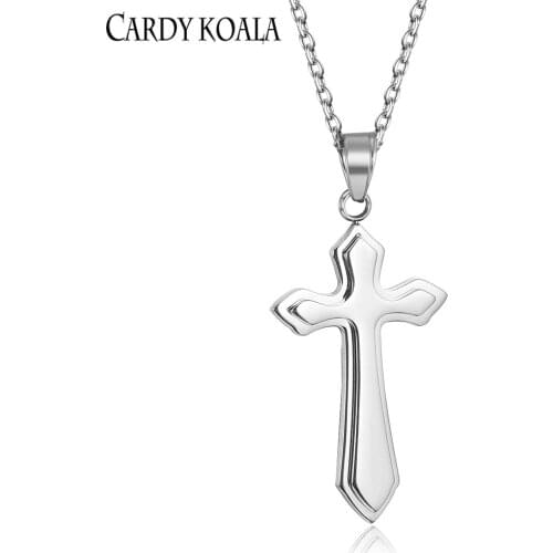 Simple Cross Titanium Steel Necklace Mens Trendy Pendant Pendant Couple Matching Accessories Stainless Steel Religious Jewelry