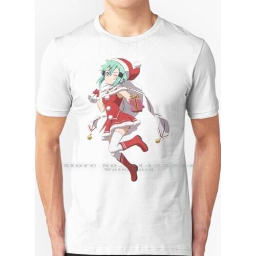Sword Art Online - Sinon Christmas , T Shirt 100% Pure Cotton Hentai Boob Sempai Manga Tokyo Kawaii Anime Breast