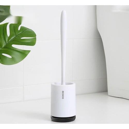 Silicone Toilet Brush With Holder Set Plastic Toilet Bowl Brush Wall-mounted Or Floor-Standing Bathroom Toilet Cleaning Brush