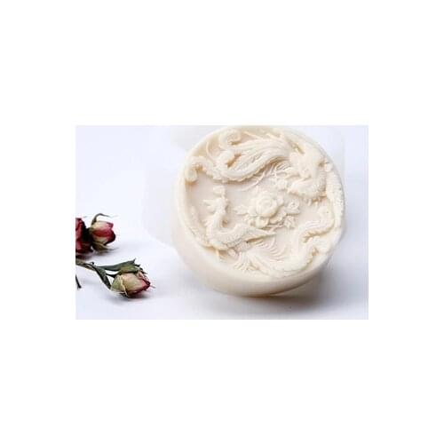 Silicone Molds Soap Mold 3d Relief Silica Gel Die Aroma Stone Mo Handmade Flowers Relief Phoenix Round Shape Silicone Moulds 001