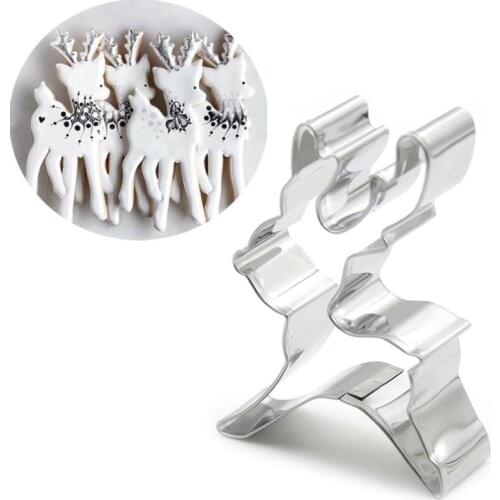 Stainless Steel Snowflake Christmas Reindeer Shape Cookie Tools Mould Biscuit Press Icing Set Stamp Mold Cake Decor Bakeware