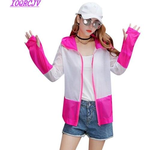 Sun protection clothing for Female New Summer Hooded Breathable Short Coat Plus size Loose Thin Sunscreen Outerwear IOQRCJV H168