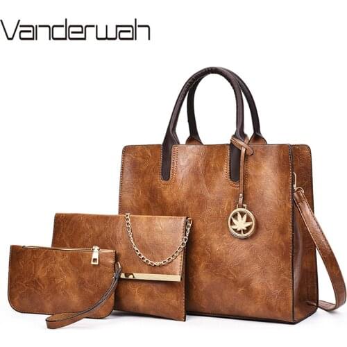 2018 Hot Womens Handbag High Quality Pu Leather Women Bags Handbags Women Famous Brands Tote Bag Ladies Shoulder Bags 3 Set sac