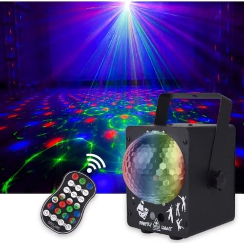 WUZSTAR DJ Disco Lights RGBW Laser Projector Sound light LED Party Lamp Stroboscopes Stage Lighting Effect for Club Wedding Show