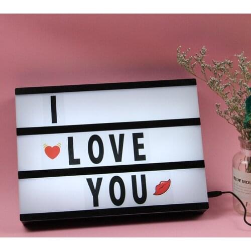 A4 Size LED DIY Letters Night Light Box Combination Cinema Light Message Box Wall Lamp Battery AA For Room Decor Gift Girlfriend
