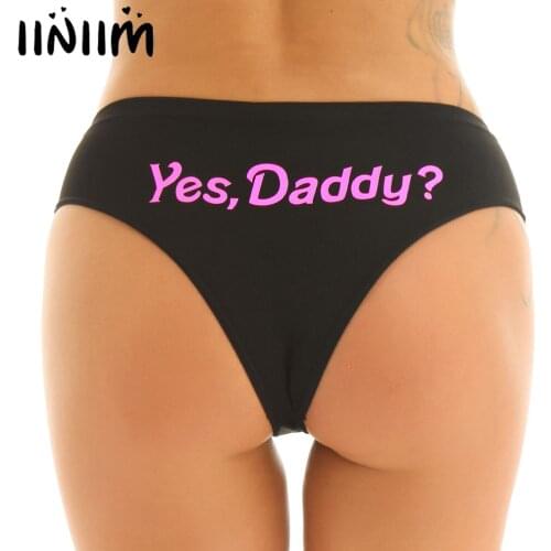 IEFiEL Womens Romantic Nights Underwear Cotton Lingerie Sexy Panties Yes Daddy Letter Print Low Rise Naughty Briefs Underwear
