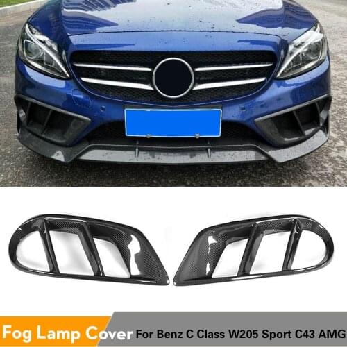 Carbon Fiber / FRP Front Bumper Air Vent Cover Mesh Grill Frame for Mercedes Benz C Class W205 C43 AMG C180 C200 2015 - 2019