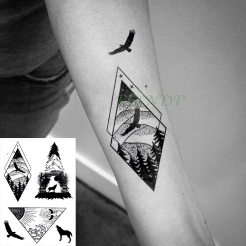 Waterproof Temporary Tattoo Sticker eagle wolf tower moon fake tatto flash tatoo tatouage Stickers foot hand for girl women men