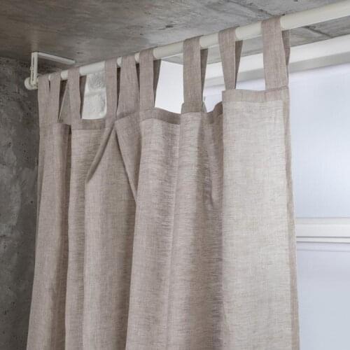 Natural Linen Tab Top Curtain Panels Premium Flax Sheer Linen Semi-blackout Curtain Drapes for Living Room Bedroom Doors