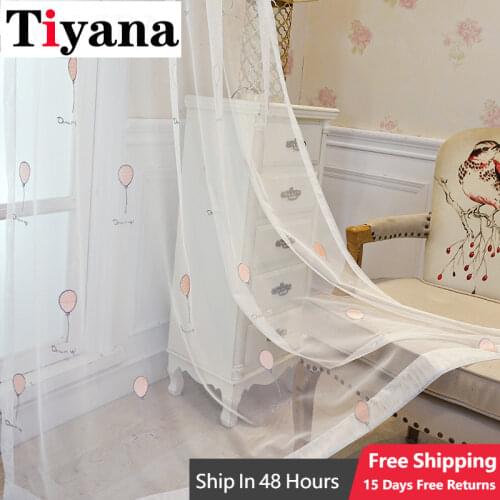 Cartoon Balloon Embroidery Curtain Tulle For Living Room Bedroom Childrens Room Window Screening kitchen Sheer Curtain ZH052Y