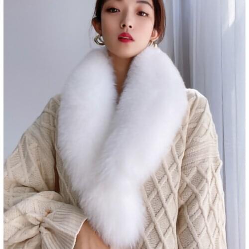 Winter Real Fox Fur Collar And Cuffs Set Women Thick Warm Genuine Fashion Detachable Scarves Arm Sleeve Match Cashmere Overcoats