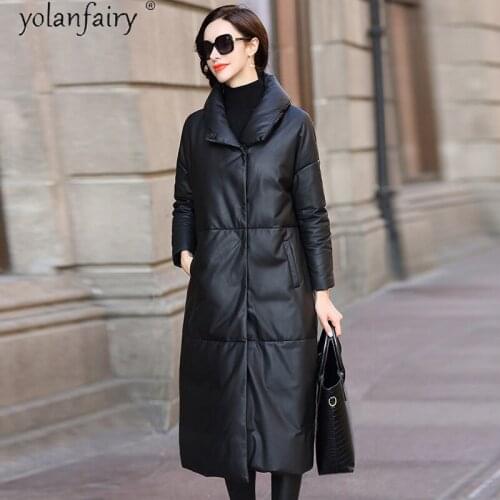 Winter Genuine Leather Jacket Women 2020 Natural Sheepskin Coat Female Long Down Jackets for Women Warm Parkas BT18F11 KJ5585