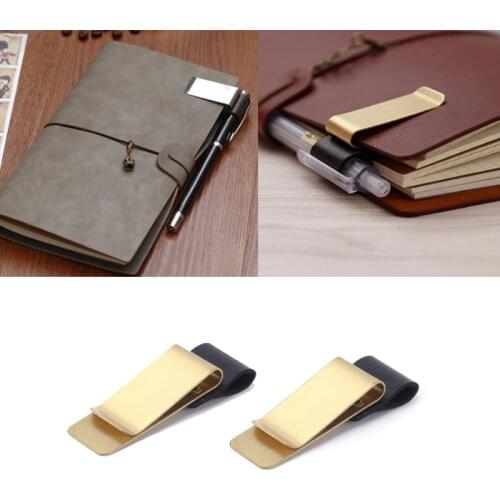 1pc Pen Loop For Notebook Retro Leather Journal Notebook Pencil Holder Bookmark With Metal Clip Office Supplies Wholesale