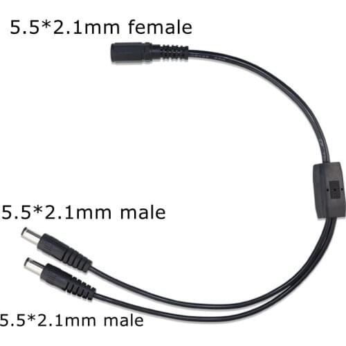 10 pieces 1 To 2 Way DC Power Splitter Cable 1 Female To 2 Male 5.5 x 2.1mm Jack Connectors Power Adapter Splitter Wire