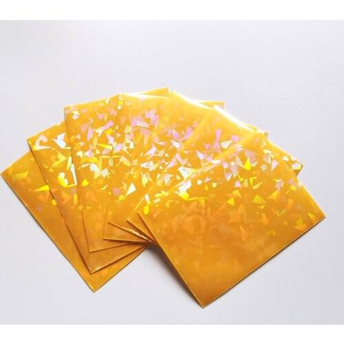 100 PCS/LOT Yellow Broken Gemstone Glass Laser High End Gaming Card Sleeves Card Hologram Diamonds Idol Photo Card Cover 66x91mm