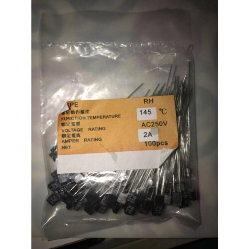 100PCS RH 92 95 102 105 115 120 125 130 135 140 145 150 Degree Thermal Fuse RH temperature fuse 2A 250V fan motor thermal fuse