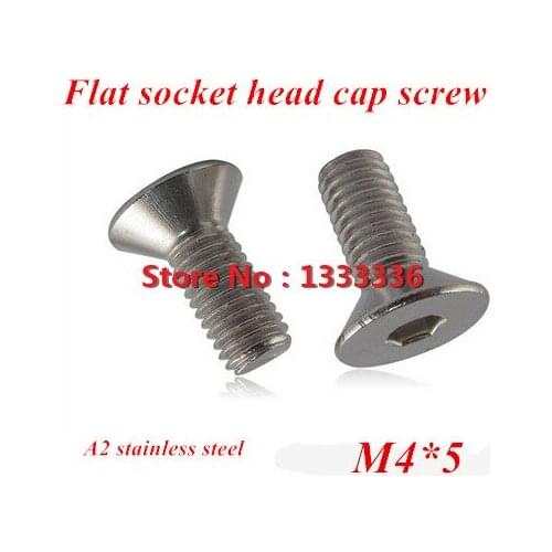 200pcs M4*5 DIN7991 304 Stainless steel Flat (Countersunk) Head Drive Hexagon Socket Cap Screw Bolt