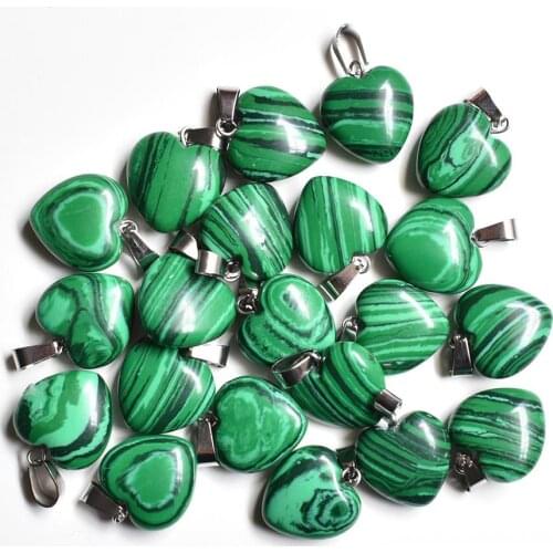 2020 fashion hotselling malachite stone love heart charms pendants for jewelry making 16mm 50pcs/lot Wholesale free shipping