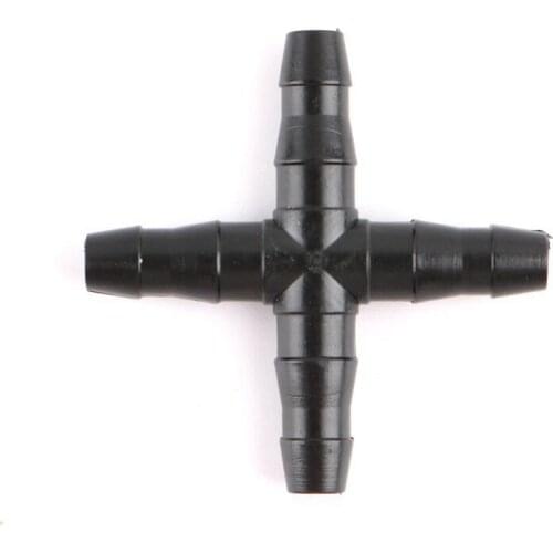 20pcs 4/7Mm Barbed Cross Connector Garden Drip Inverted Barb Equal Connector 1/4 Inch Garden Hose 4 Way Irrigation Connectors