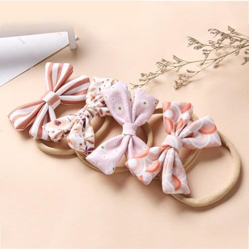 36pc/lot New Baby Girls Floral Prints Hair Bows Headband Nylon Headbands Cotton Bows Hairpins For Newborn Props Hair Accessories