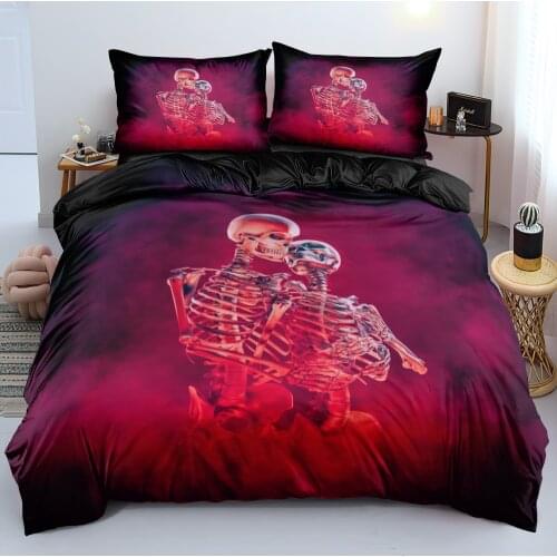 3D Custom Design Pillowships Set Duvet Cover Bedclothes Comforter Covers Full King Queen Double Size Black Skull Bedding Sets