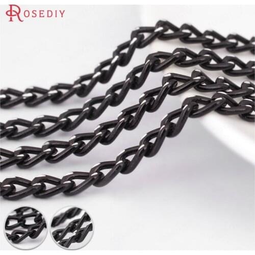 8424)5 meters width 3MM 3.5MM 5MM Electrophoresis Black Aluminum Extended Chain Diy Jewelry Findings Accessories Wholesale