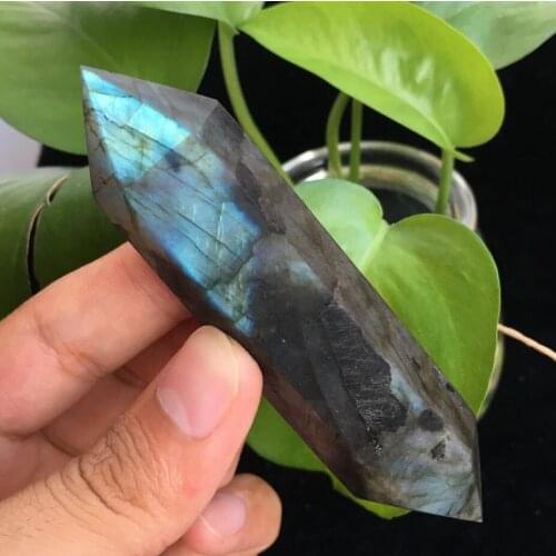 88g-Natural Labradorite Crystal ColumnMagic Wand Obelisk Point Reiki Heal