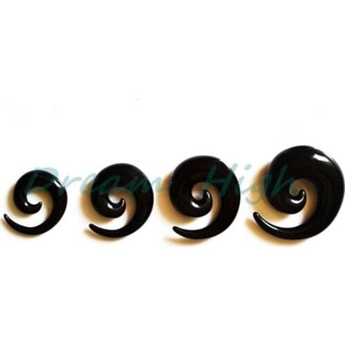 Bigger Black Spiral Expanders12mm 14 1618mm 20mm UV Acrylic each size 10pair Ear expander Plug Flesh Tunnel Stretcher wholesale