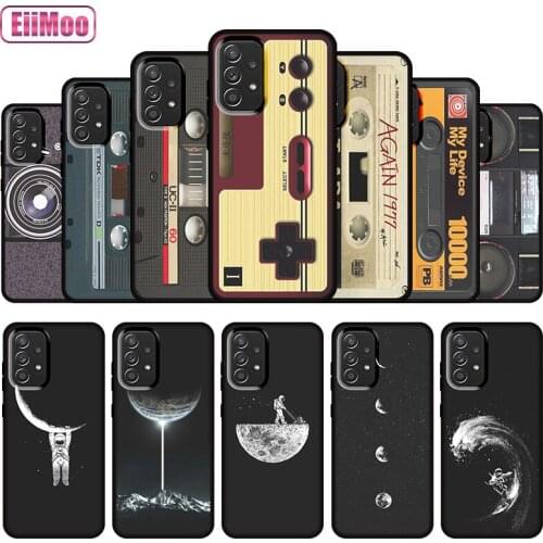 EiiMoo Silicone Phone Case For Samsung Galaxy A52 Fashion 3D Cute Cartoon Flower Pattern For Samsung A52 A525F A525M Black Cover