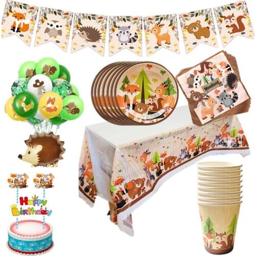 OEIN Woodland Party Supplies Safari Animal Banner Cupcake Birthday Party Decoration Kids Jungle Theme Party Forest Party Decor
