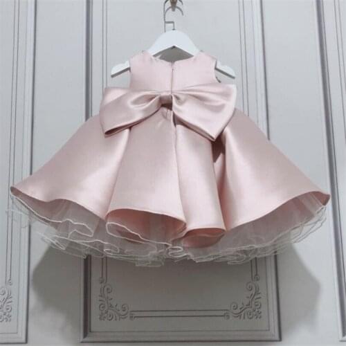 Girls Dress For Wedding Party Bow Pearl 1st Birthday Baby Girls Dress Kids Dresses For Girls Princess Baby Baptism Ball Gowns