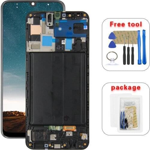 For SAMSUNG Galaxy A50 A505 SM-A505 A505u A505DS A505F A505FN A505GT LCD Display Digitizer Touch Panel Screen Assembly + Frame