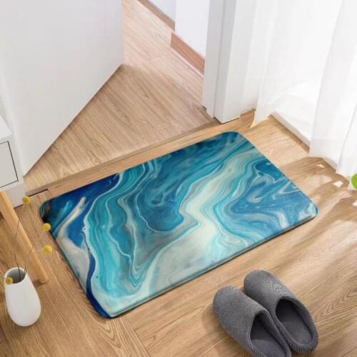Marble Pattern Door Mat Nordic Style Color Floor Mat Kitchen Toilet Non-Slip Flannel Mat Bathroom Decor PVC Carpet For Entrance