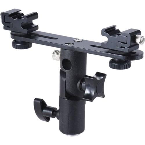 Double Hot Shoe Flash Umbrella Holder Light Stand Speedlight Bracket Mount for Photo Video Photography DSLR Camera Accessories