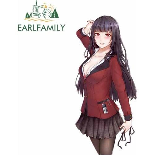 EARLFAMILY 13cm x 6.1cm For Kakegurui Car Stickers Trunk Decal Car Door Protector Air Conditioner Scratch-proof Decoration