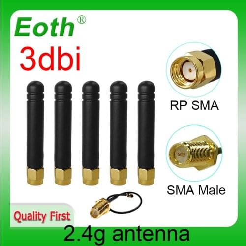 2.4GHz Antenna 3dbi GSM 2.4g RP-SMA Connector Rubber Lorawan antenna+ IPX to SMA Male Extension Cord Pigtail Cable