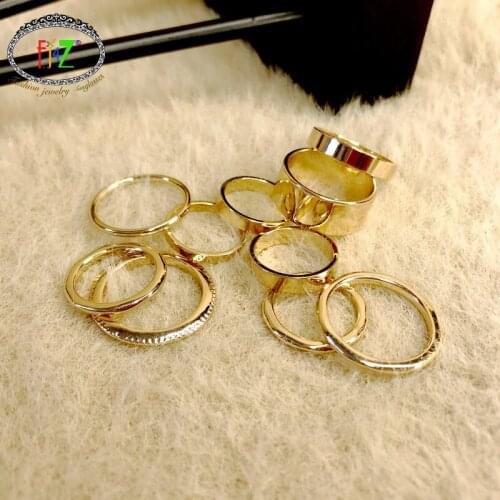 F.J4Z 10pcs/set Hot Trend Rings 2021 for Women Brand Punk Mix Sized Knuckle Finger Ring Designer lady Special Gifts Jewelry