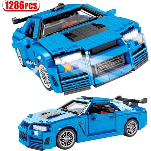 City Technical Mechanical Racing Car MOC Model Building Blocks Super Sports Vehicle Bricks Education Toys For Children