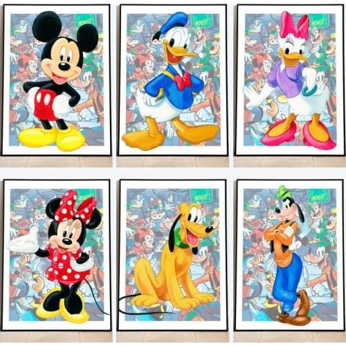 Disney Cartoon Mickey Mouse and Donald Duck Canvas Painting Posters and Print Nursery Wall Art Pictures for Kids Room Decor