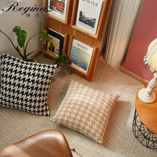 REGINA British Classic Houndstooth Pillowcase Elegant Home Decor Sofa Couch Bed Cushion Cover 45*45 Soft Throw Pillow Cover Case